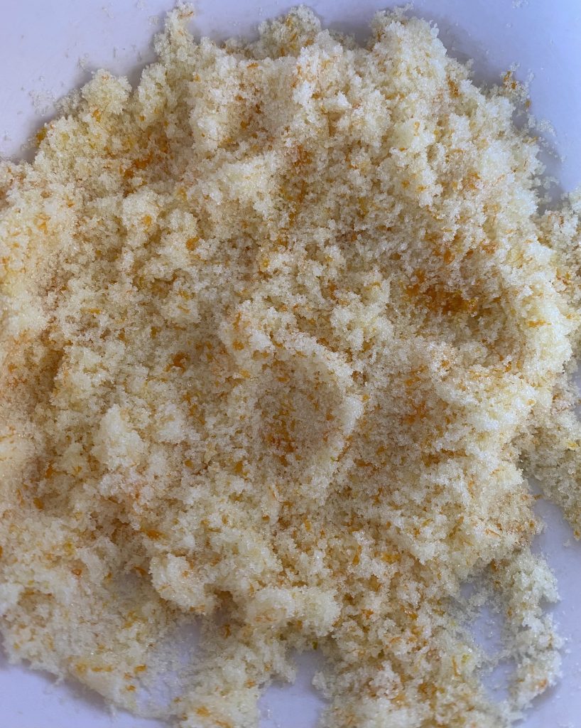 the zest massaged into the sugar