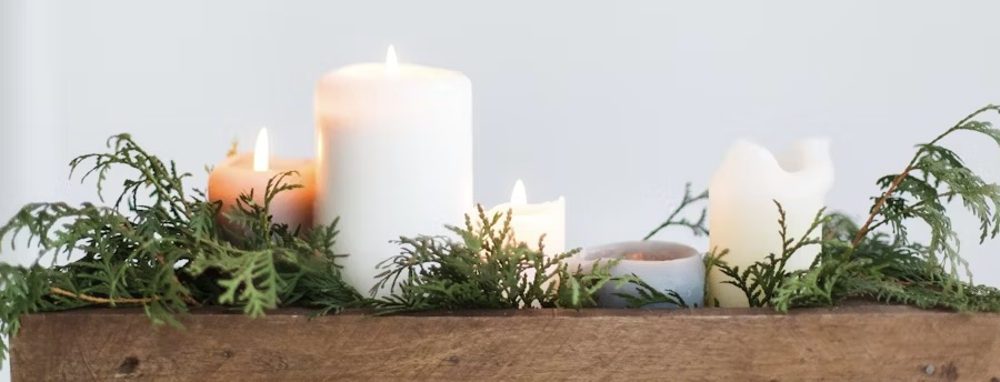 candles and greenery